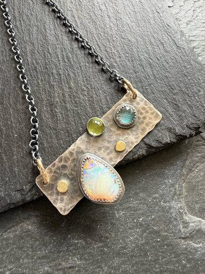Opal, Kyanite & Peridot Necklace