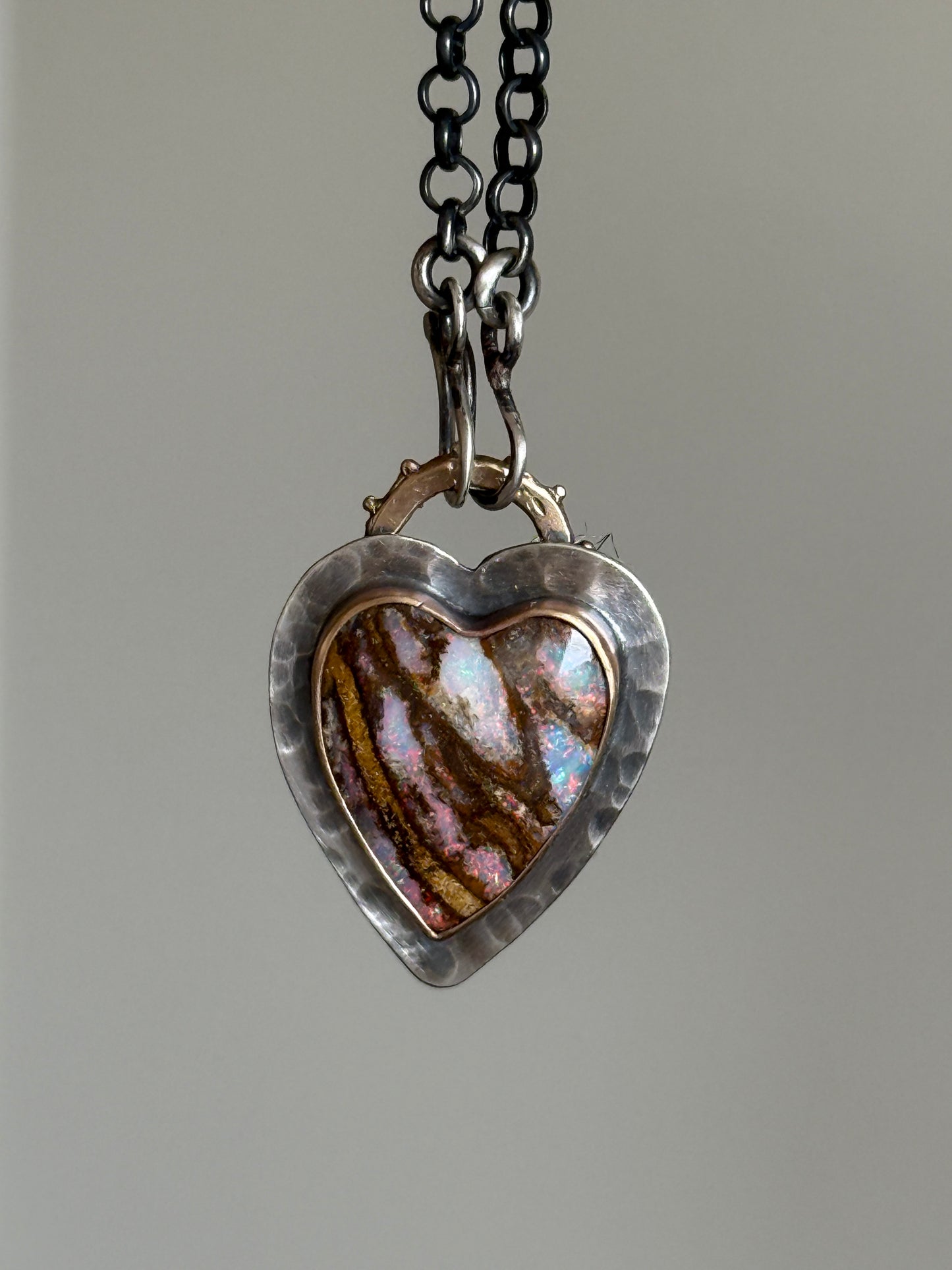 Stunning Boulder Opal Heart Pendant