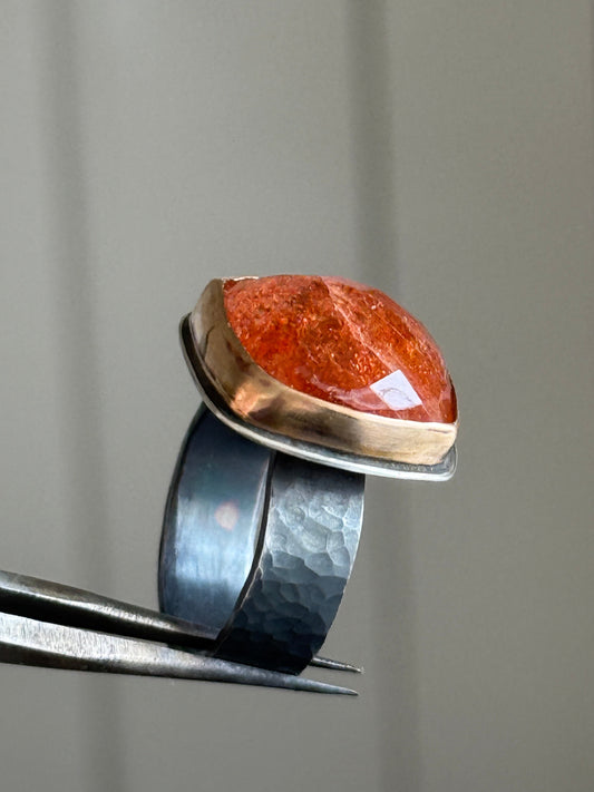 Sunstone Dark Oxidised Ring Size 7