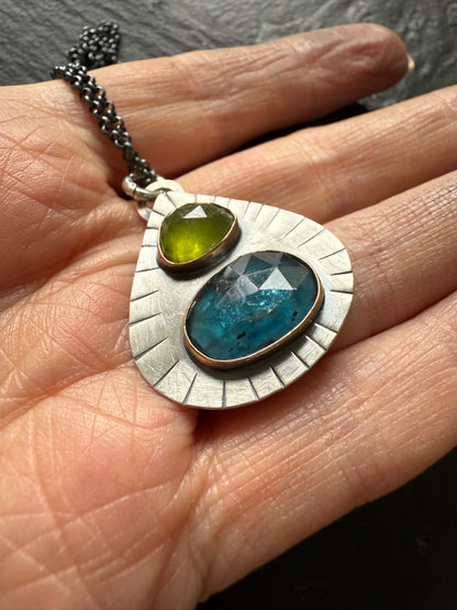 Kyanite and vesuvianite pendant