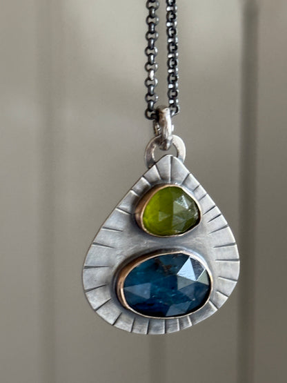 Kyanite and vesuvianite pendant
