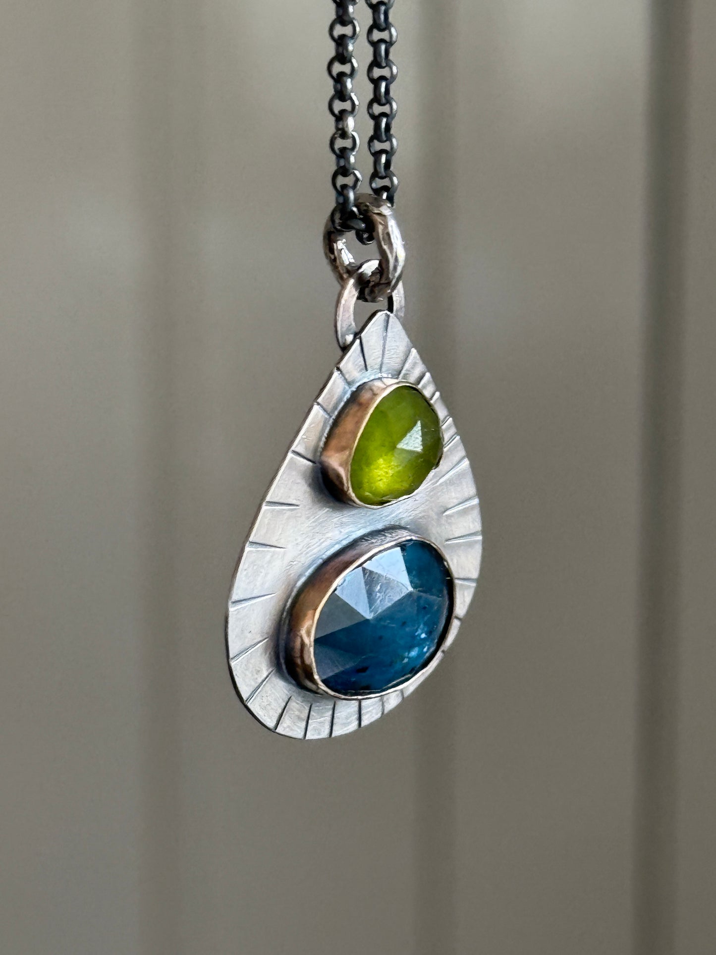 Kyanite and vesuvianite pendant