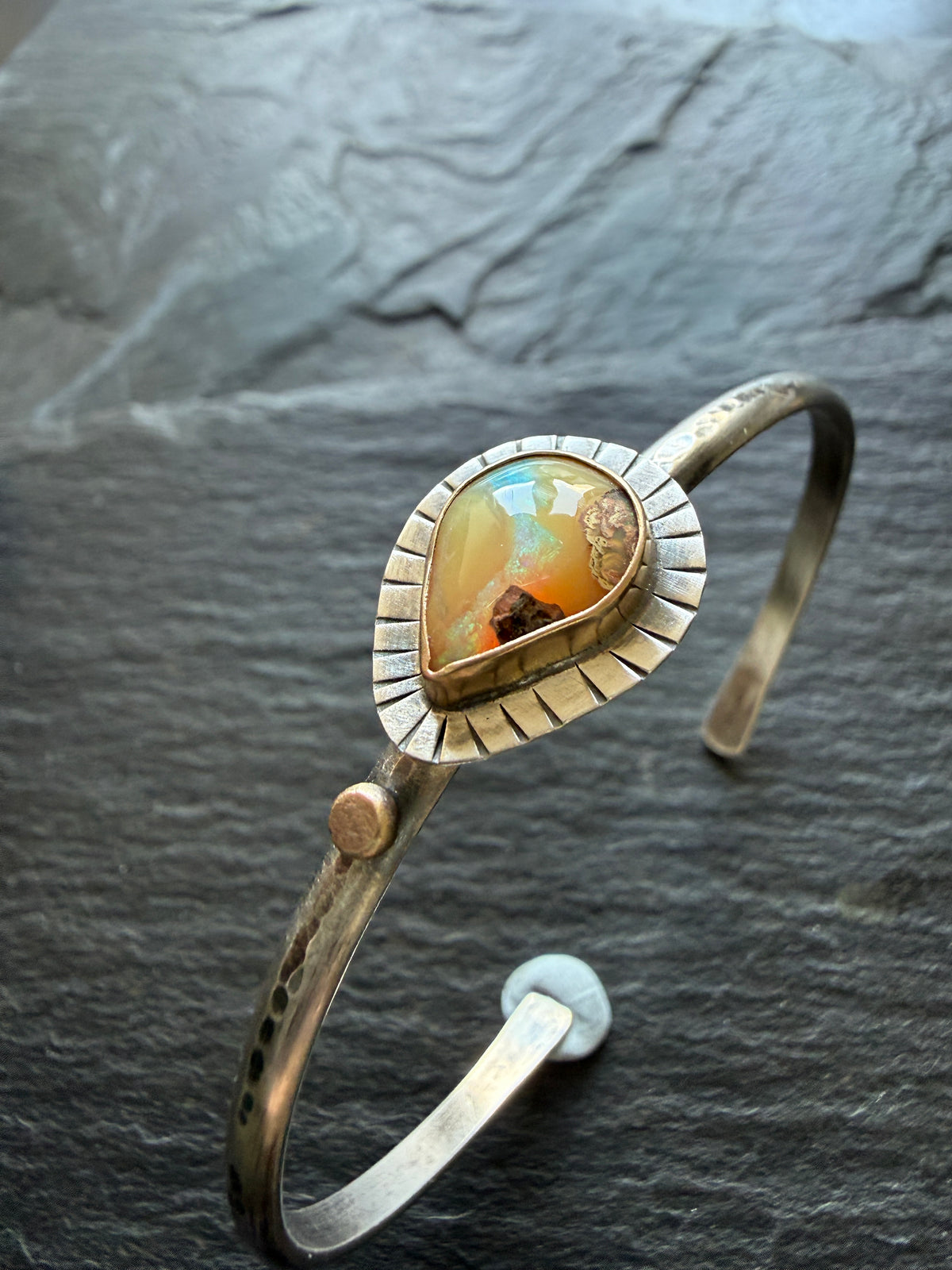 Peachy Boulder Opal Bangle