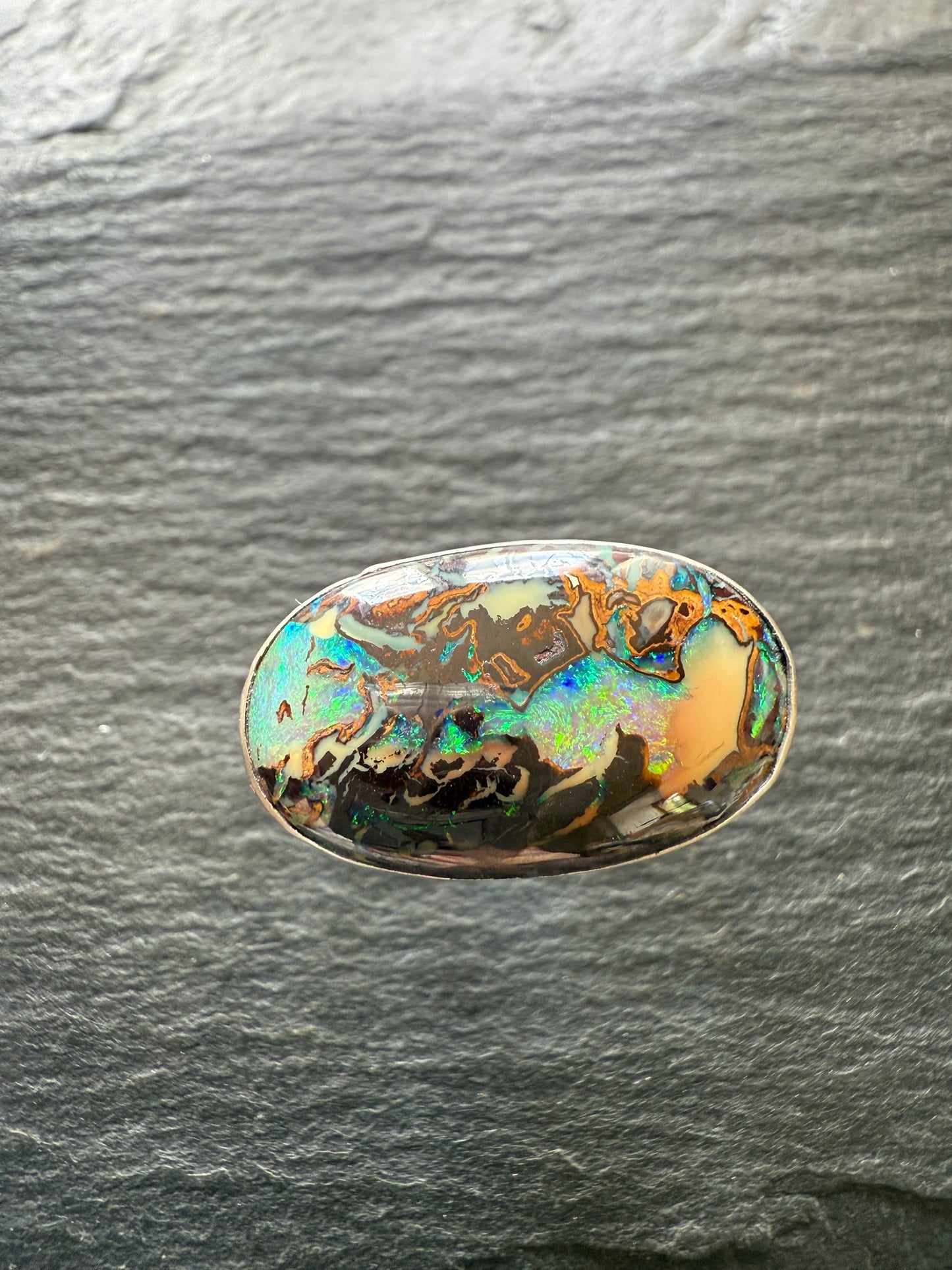 Large Boulder Opal Ring US 8