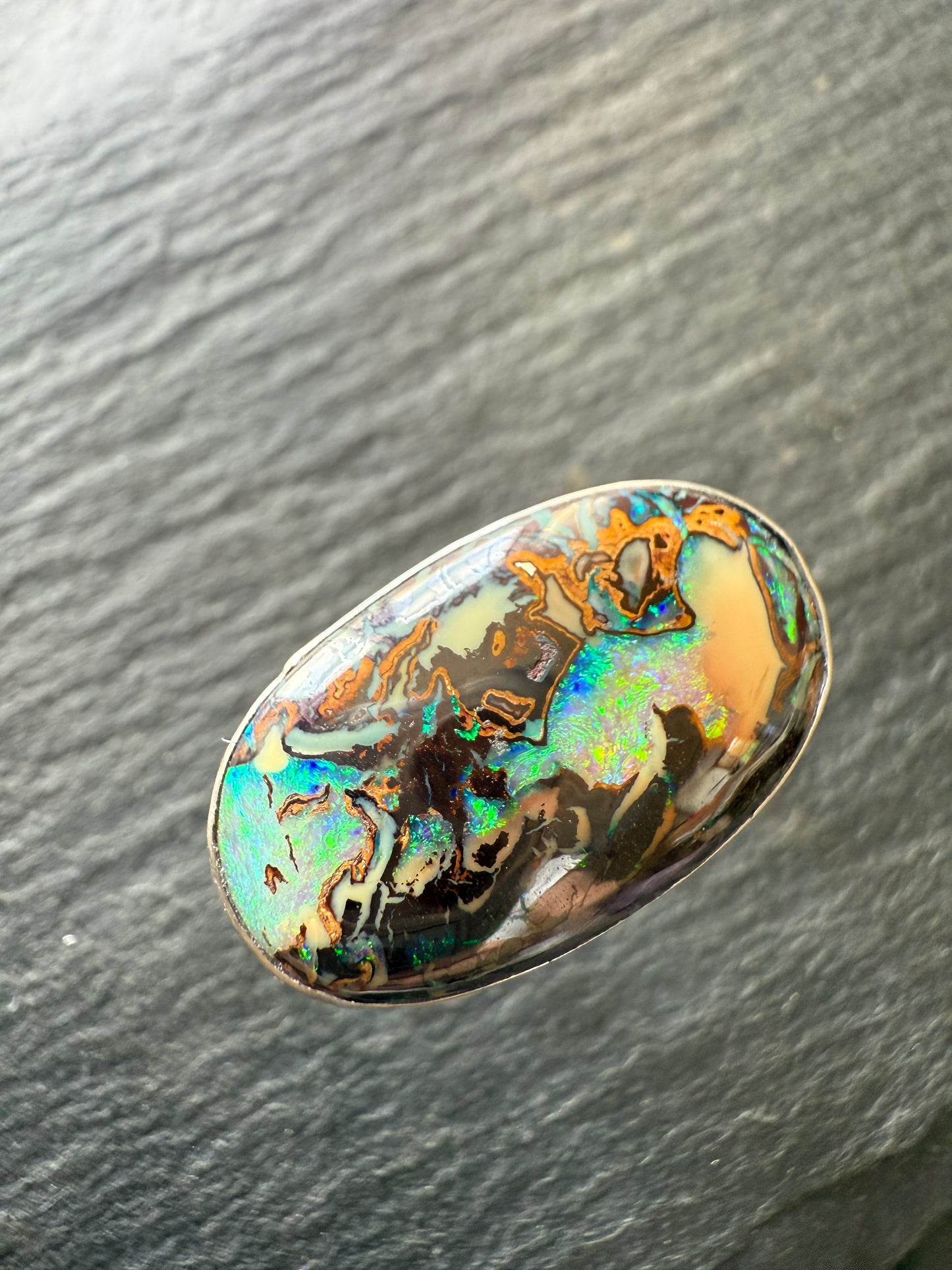 Large Boulder Opal Ring US 8