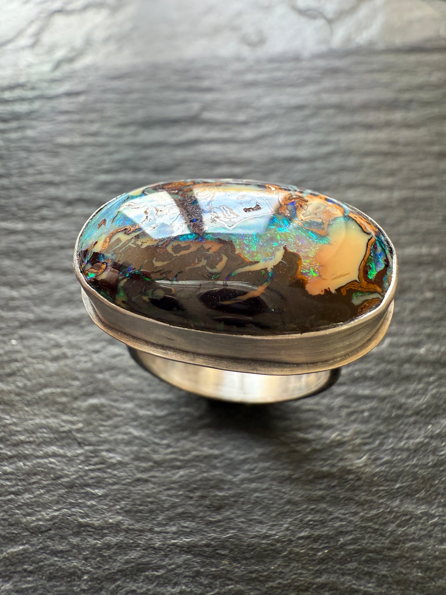 Large Boulder Opal Ring US 8