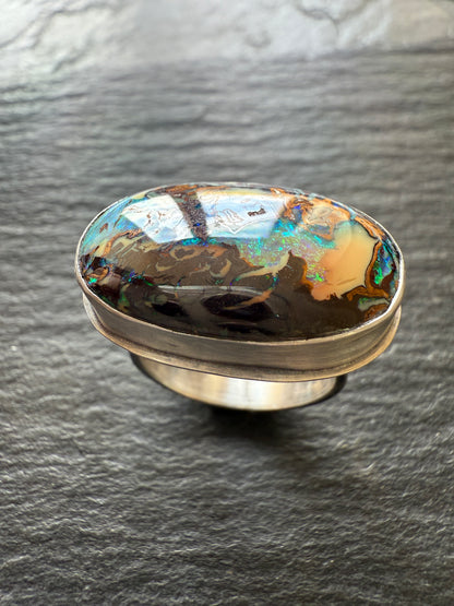 Large Boulder Opal Ring US 8