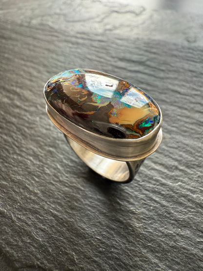 Large Boulder Opal Ring US 8