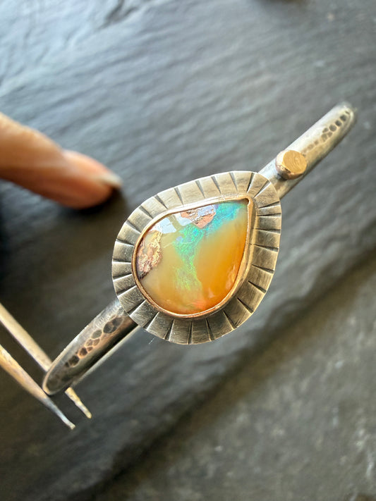 Peachy Boulder Opal Bangle