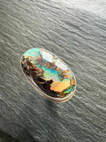 Large Boulder Opal Ring US 8