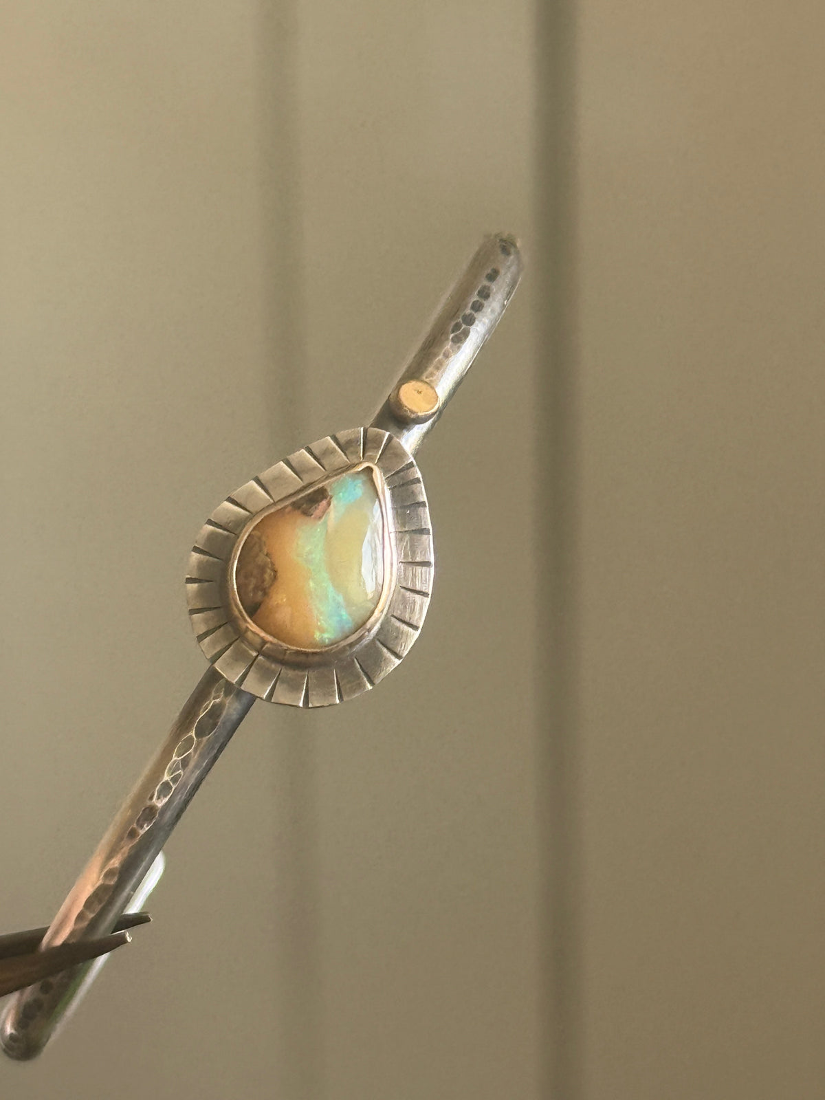 Peachy Boulder Opal Bangle