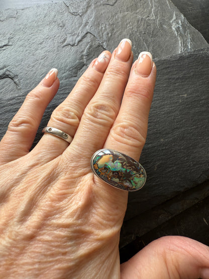 Large Boulder Opal Ring US 8