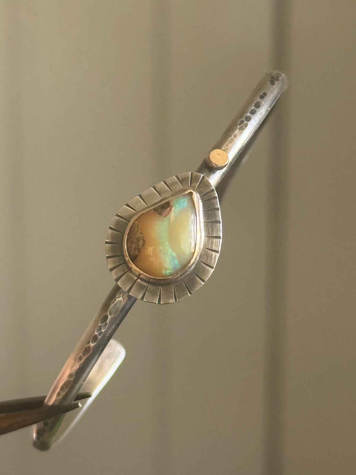 Peachy Boulder Opal Bangle