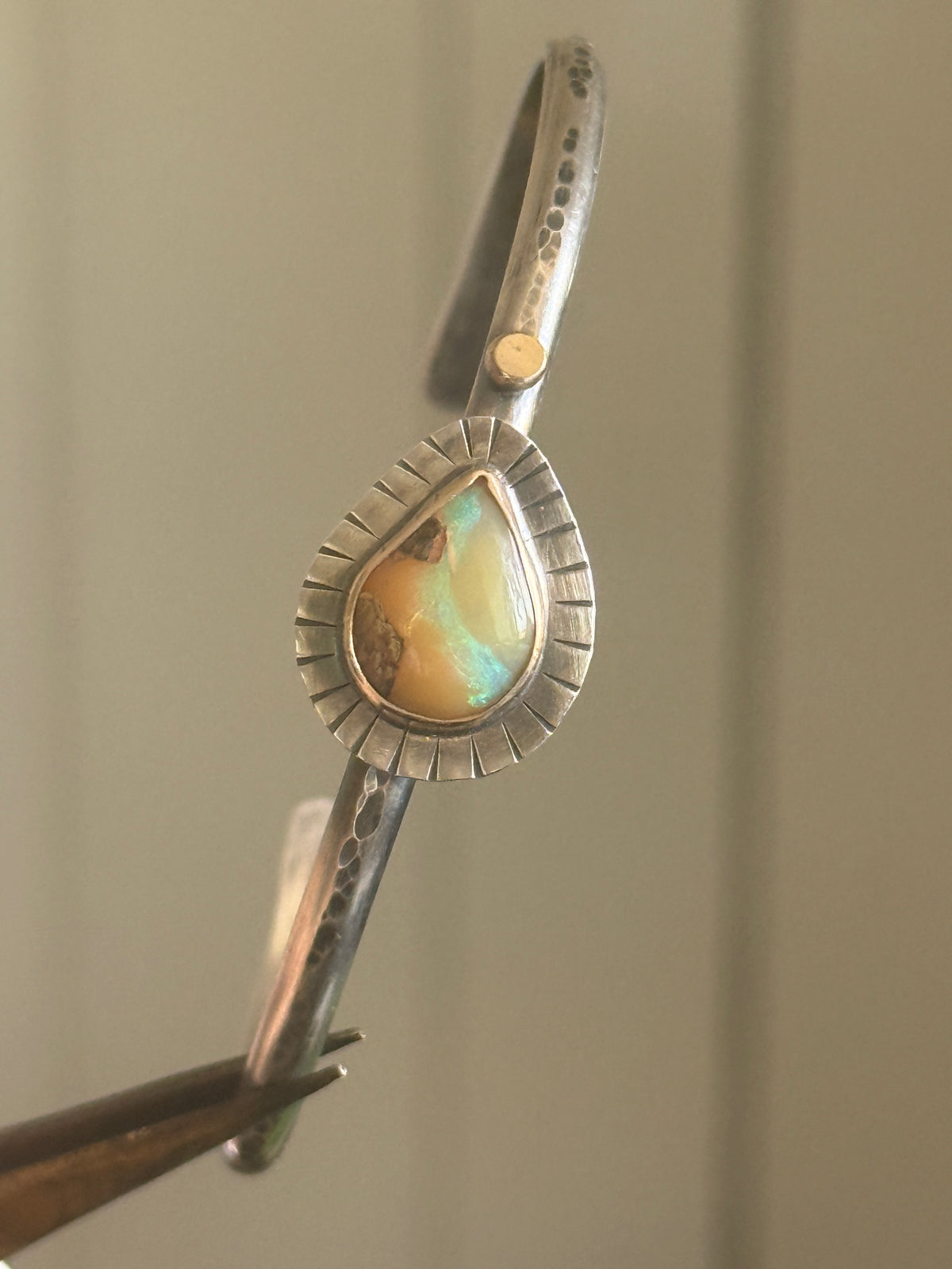Peachy Boulder Opal Bangle