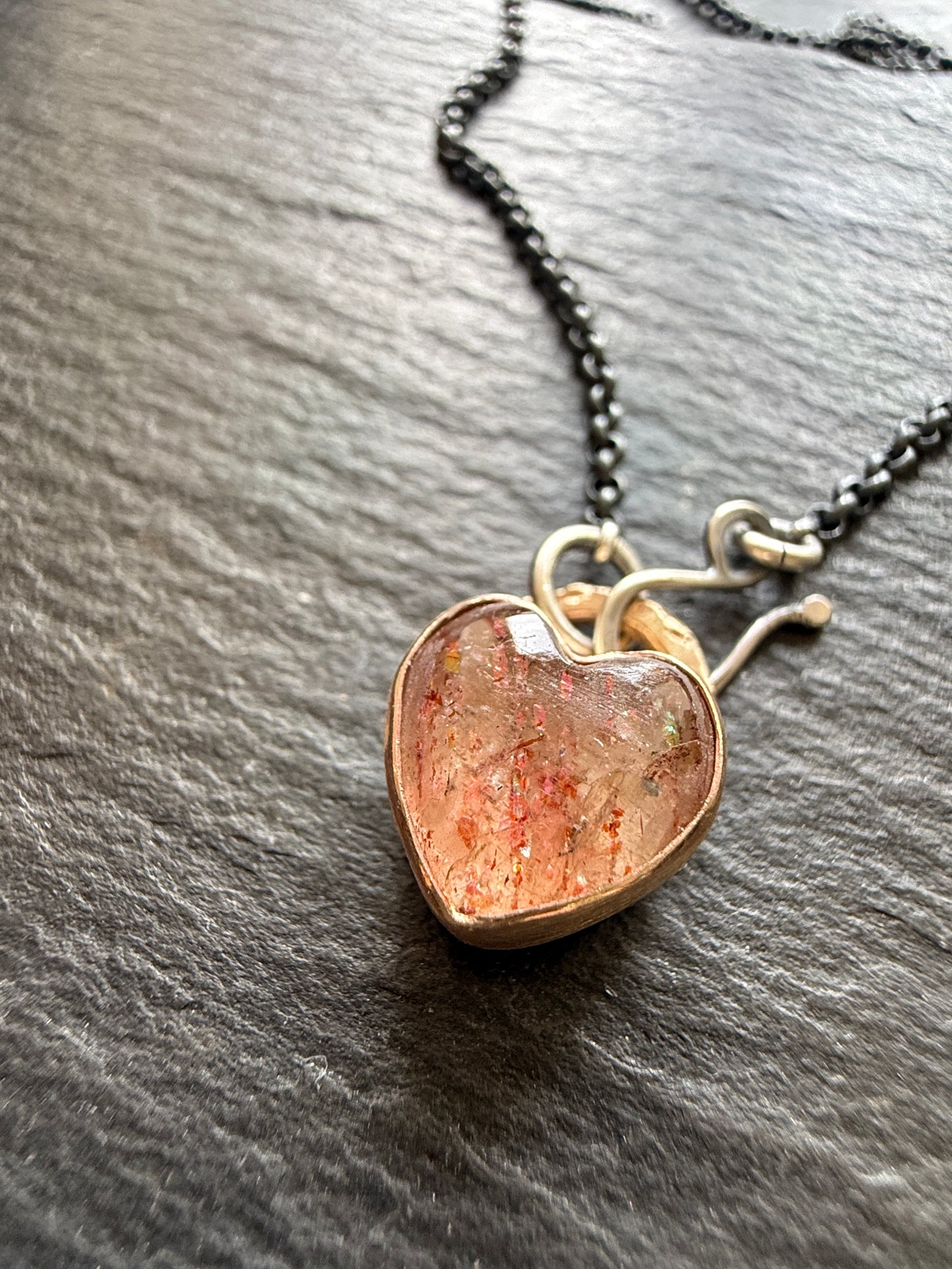 Dainty gold Confetti Sunstone