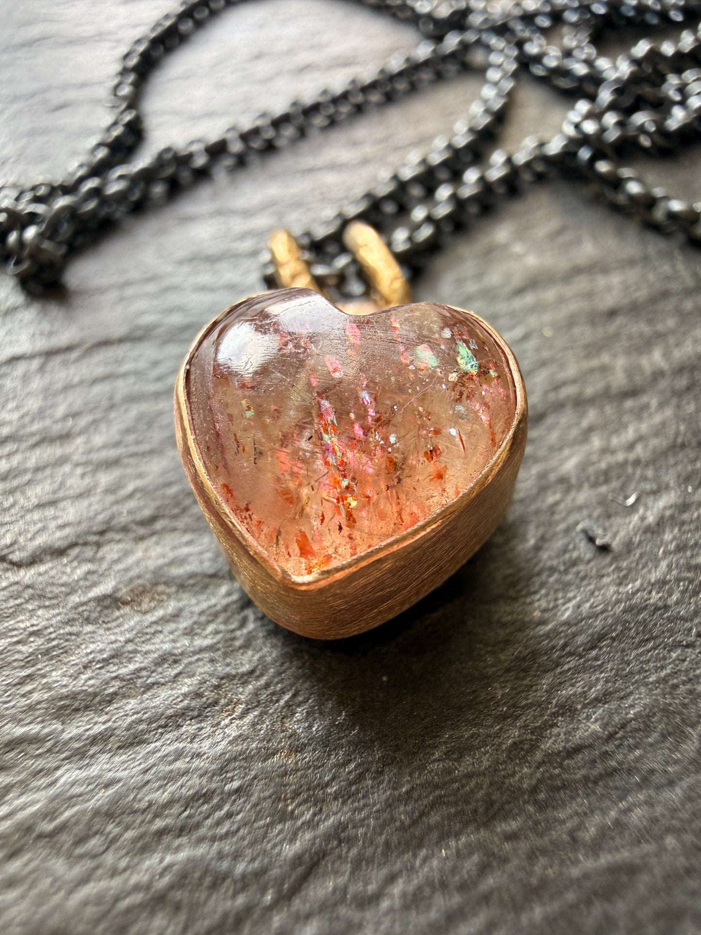 Dainty gold Confetti Sunstone