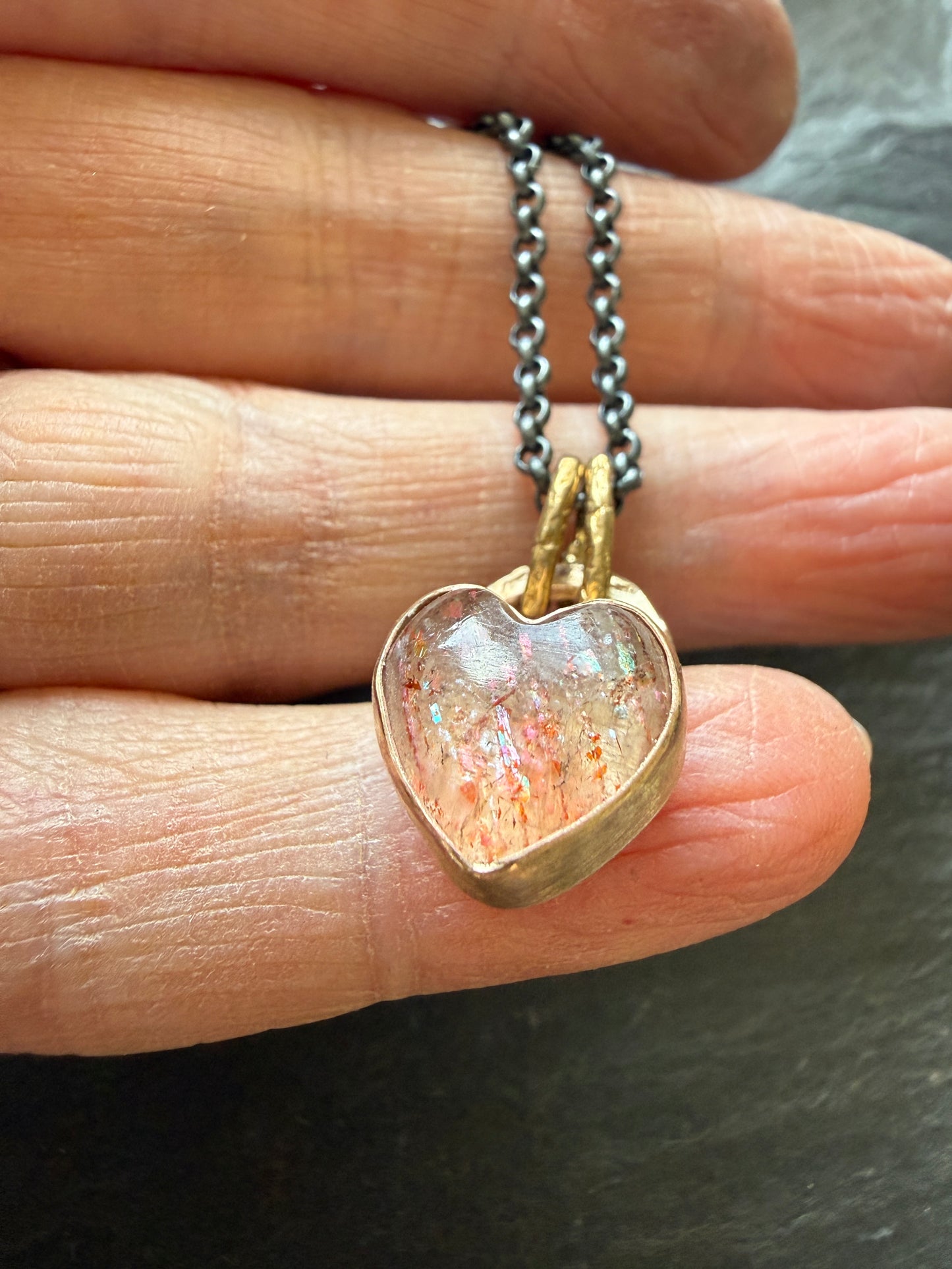 Dainty gold Confetti Sunstone