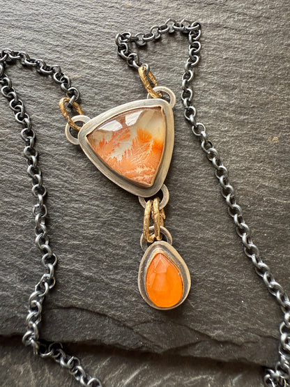 Orange Agate and Garnet Necklace