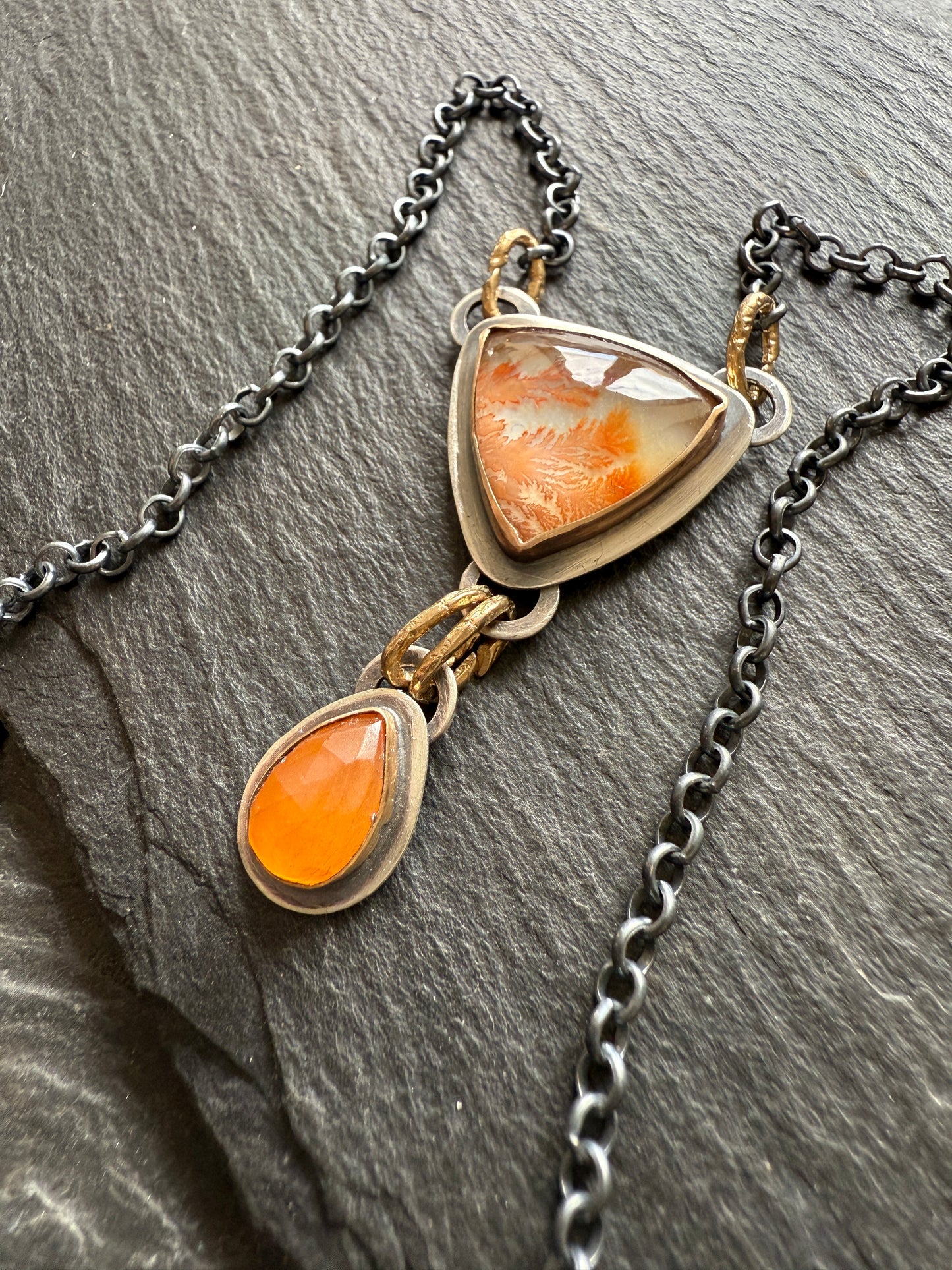Orange Agate and Garnet Necklace