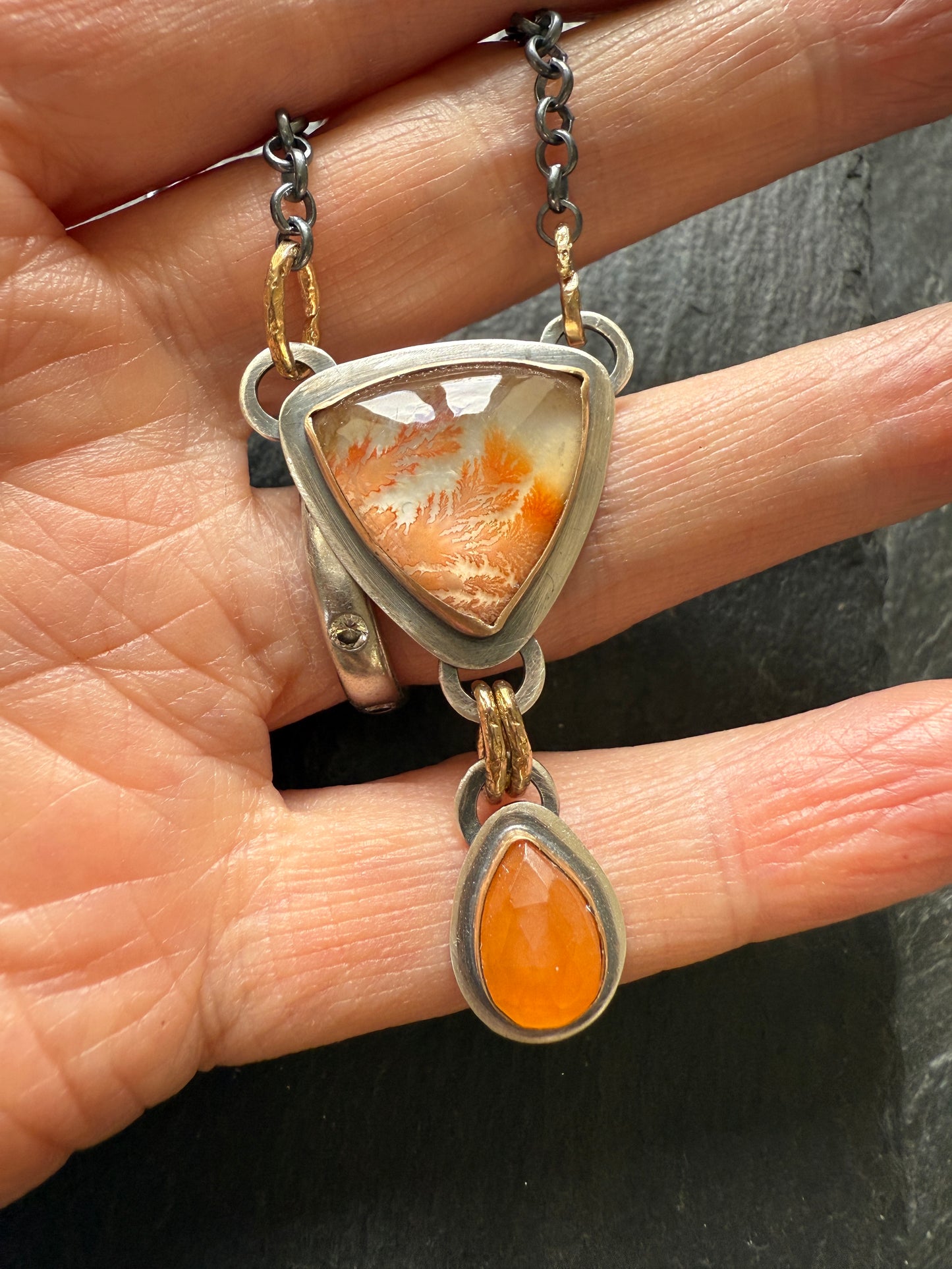 Orange Agate and Garnet Necklace