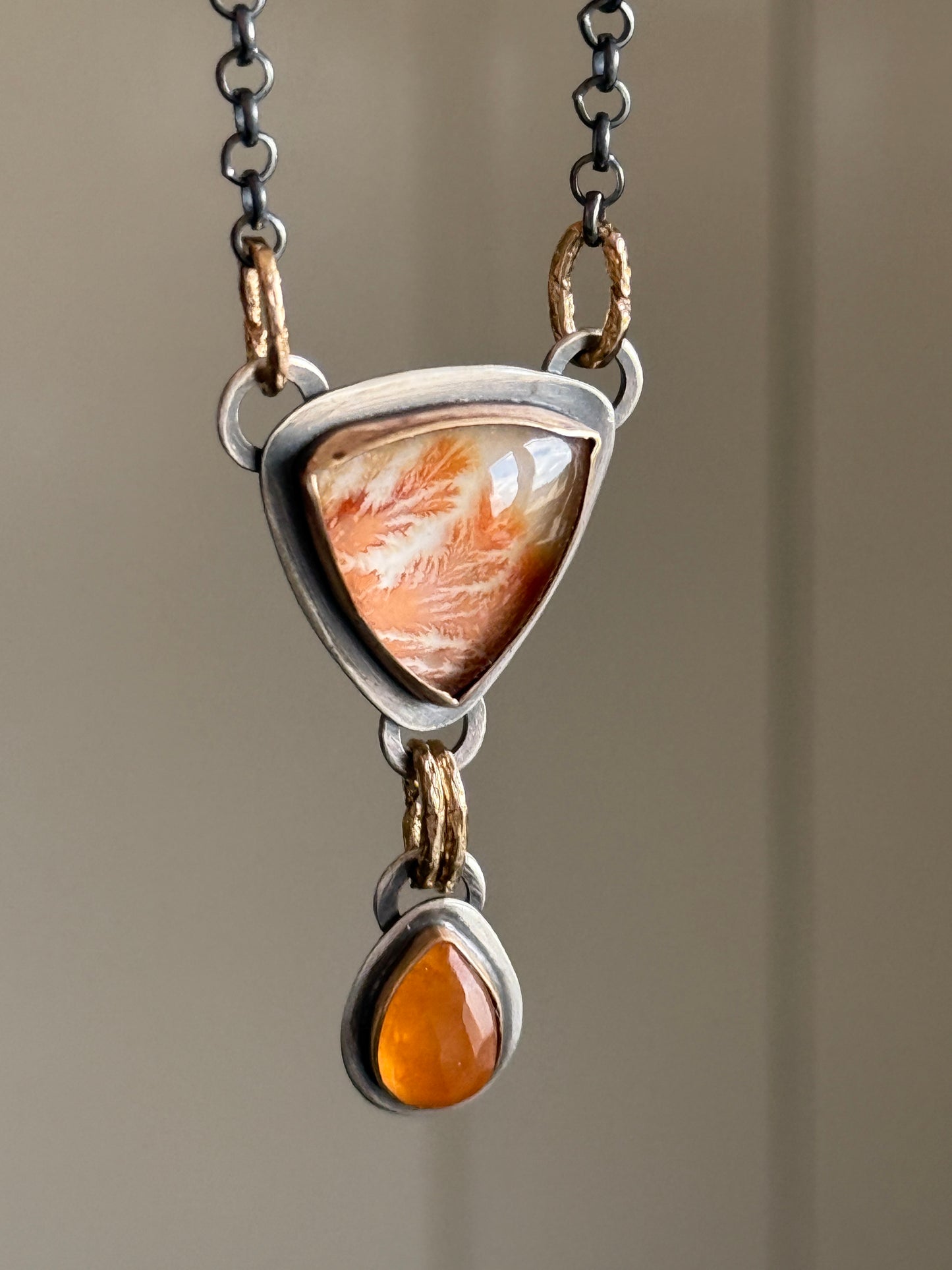 Orange Agate and Garnet Necklace