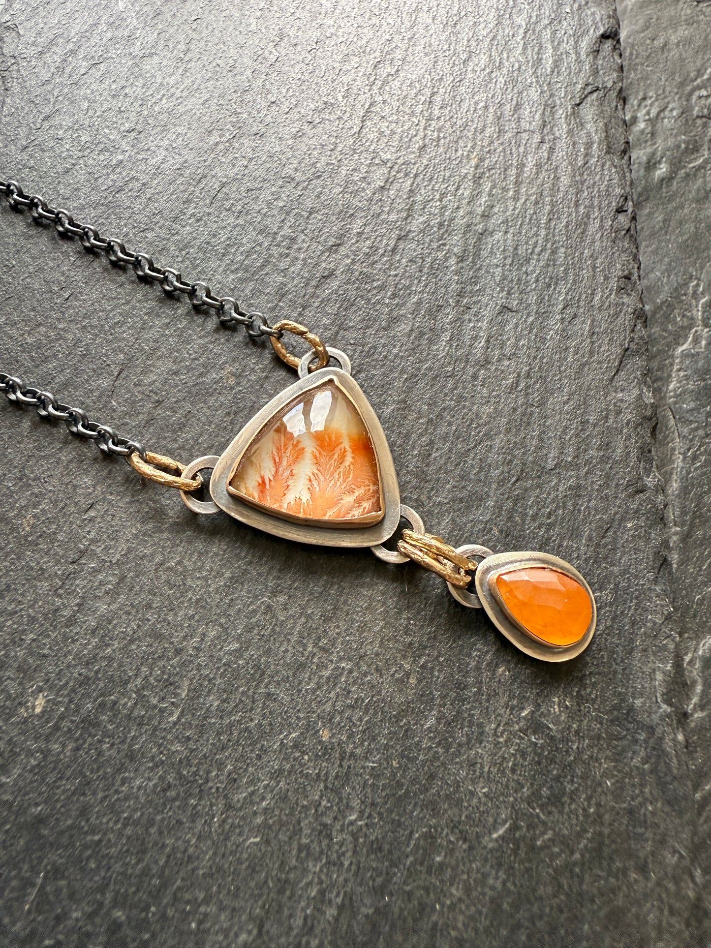 Orange Agate and Garnet Necklace