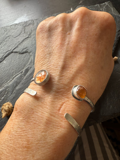 Agate and Garnet Open Cuff Bangle