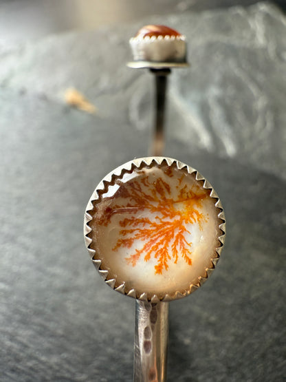 Agate and Garnet Open Cuff Bangle