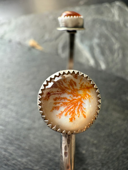 Agate and Garnet Open Cuff Bangle