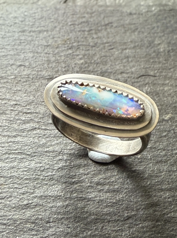 RESERVED for ALEX - Blue and purple Opal Ring 7 1/2