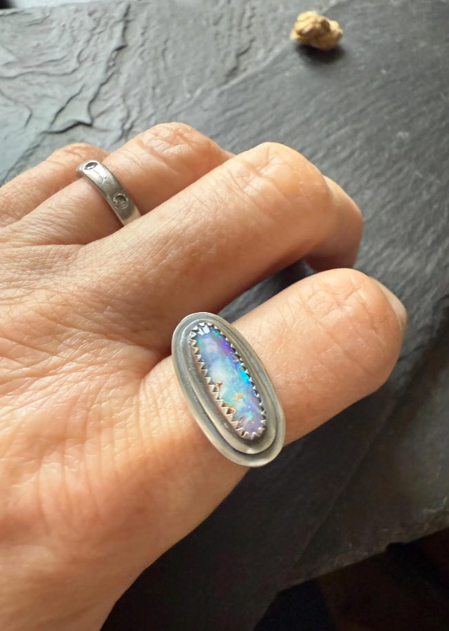 RESERVED for ALEX - Blue and purple Opal Ring 7 1/2