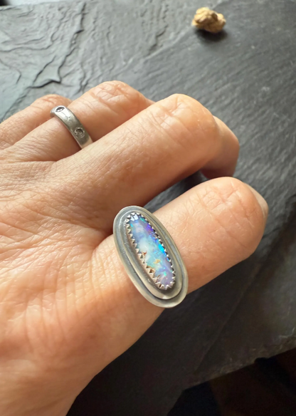 RESERVED for ALEX - Blue and purple Opal Ring 7 1/2