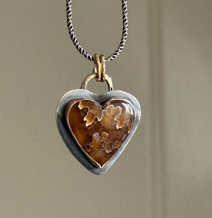 Heart ammonite fossilised stone necklace