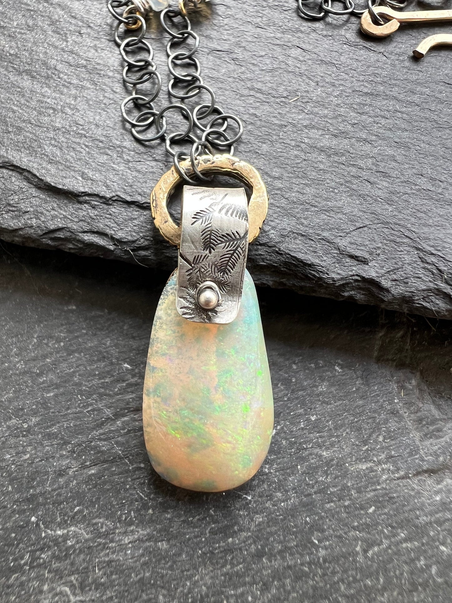 Australian Boulder Pipe Crystal opal necklace