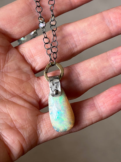 Australian Boulder Pipe Crystal opal necklace