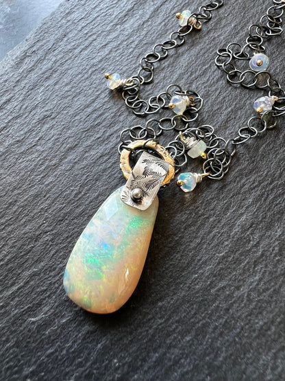 Australian Boulder Pipe Crystal opal necklace