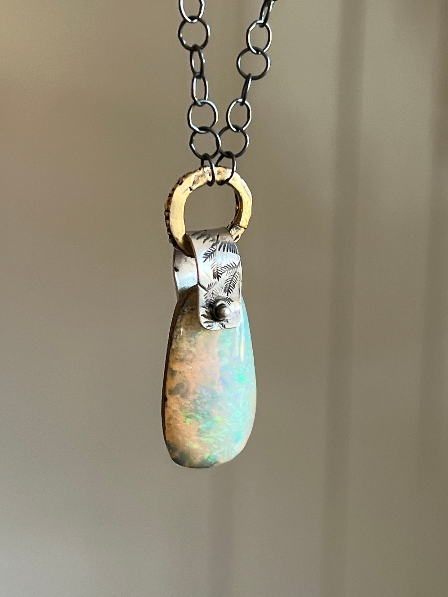 Australian Boulder Pipe Crystal opal necklace