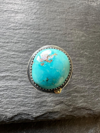 Sierra Nevada Turquoise ring P / 7.34 bezel set charm silver Jewellery, gift for her