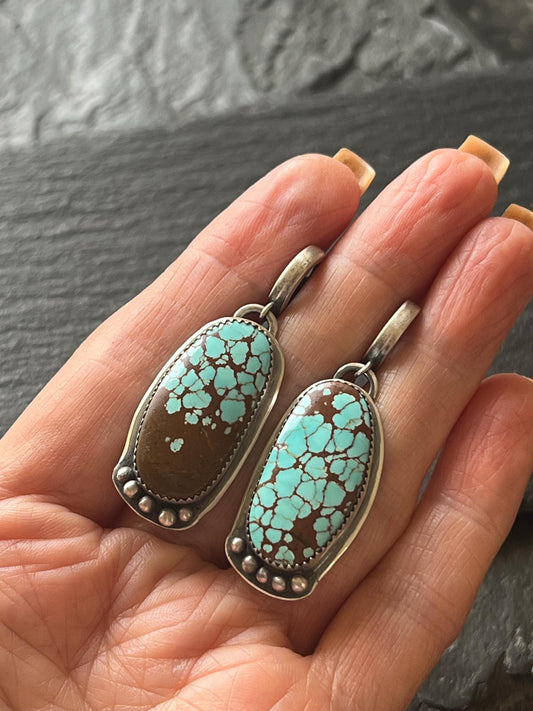 Mismatched turquoise earrings, Number 8 turquoise  boho jewellery in sterling silver