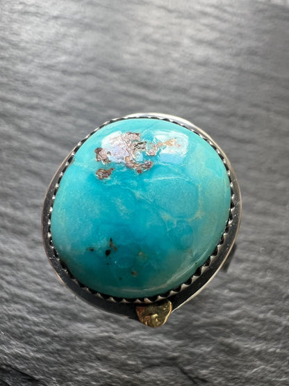 Sierra Nevada Turquoise ring P / 7.34 bezel set charm silver Jewellery, gift for her