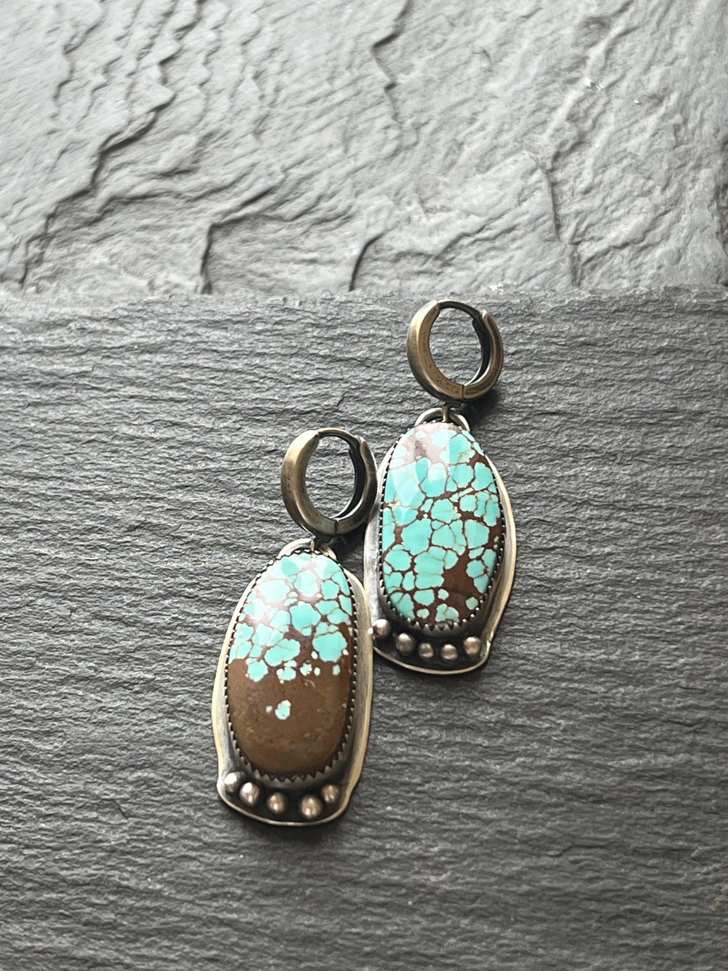 Mismatched turquoise earrings, Number 8 turquoise  boho jewellery in sterling silver