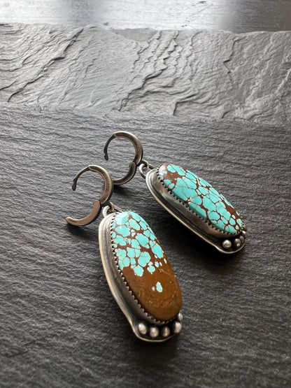 Mismatched turquoise earrings, Number 8 turquoise  boho jewellery in sterling silver