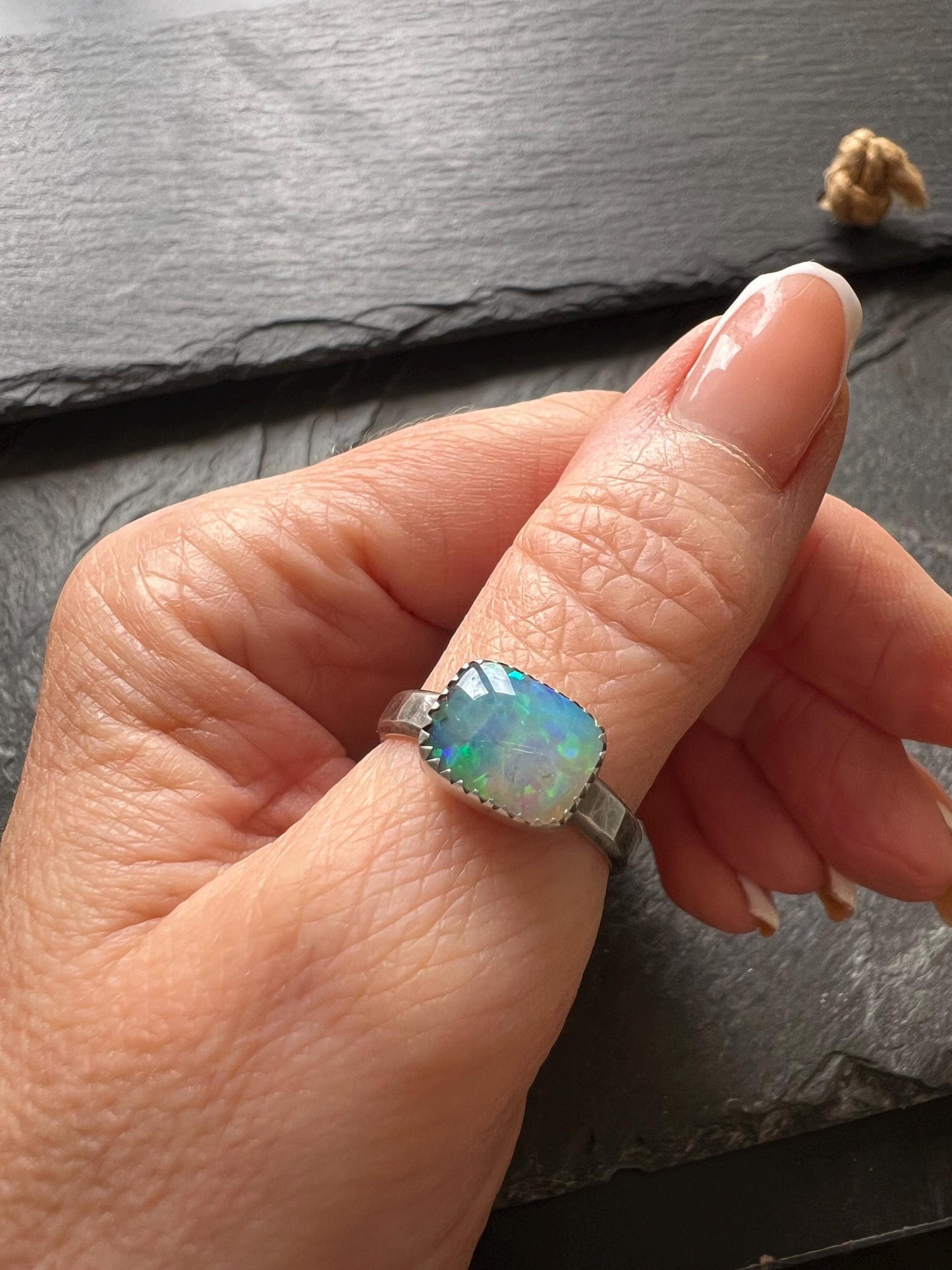 Boulder opal ring