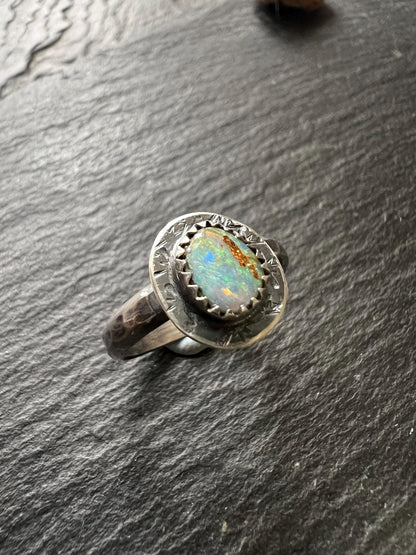 Boulder opal ring