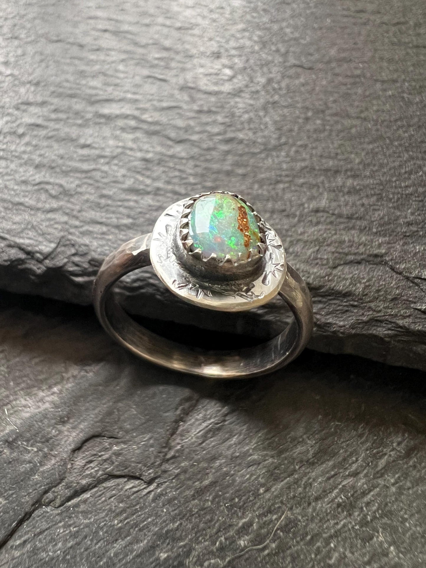 Boulder opal ring