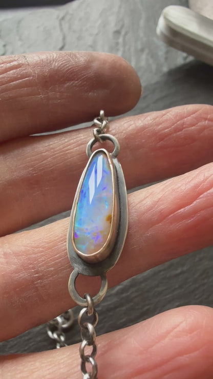 Blue Opal Chain Bracelet