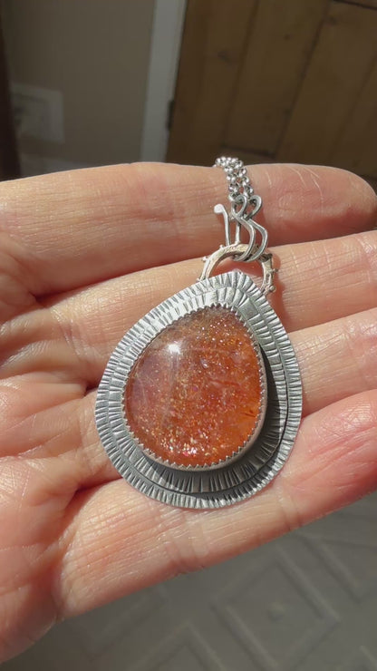 Rainbow Confetti Sunstone Pendant