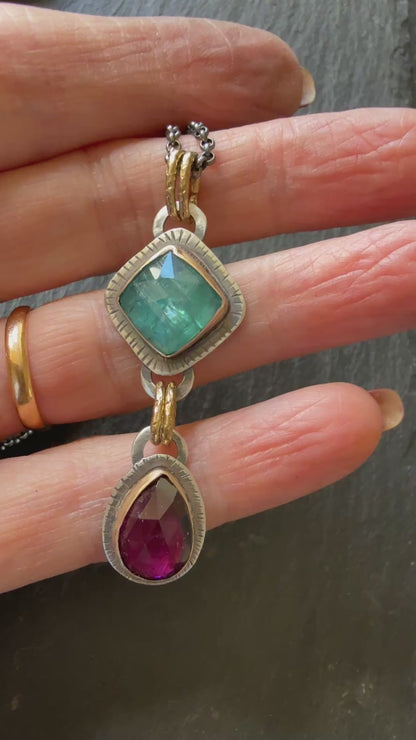 Pink Garnet & Kyanite Pendant