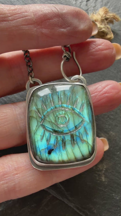 Evil Eye Labradorite Pendant