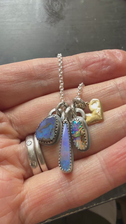 Dainty Multi Charm Opal Necklace